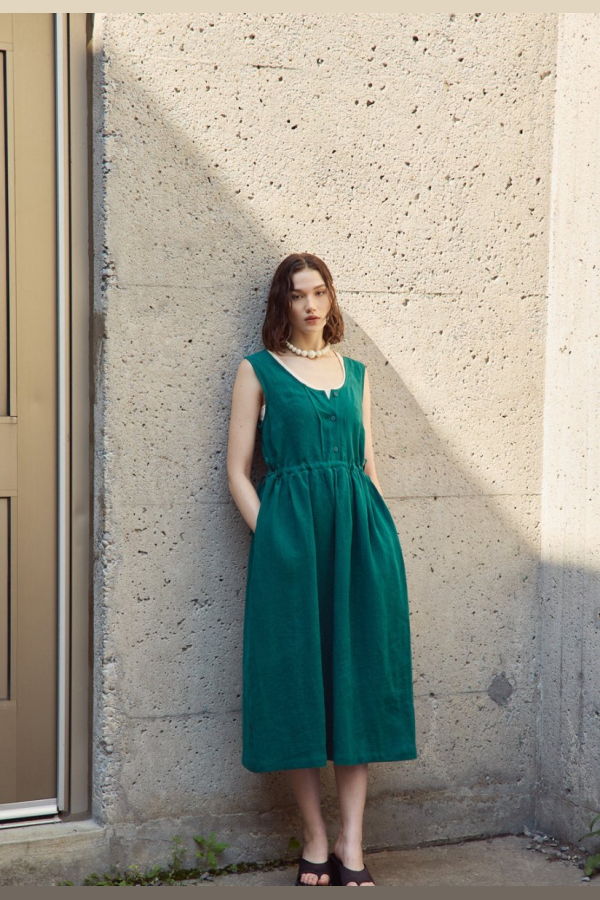 Eve Gravel Kiley Dress - Emerald