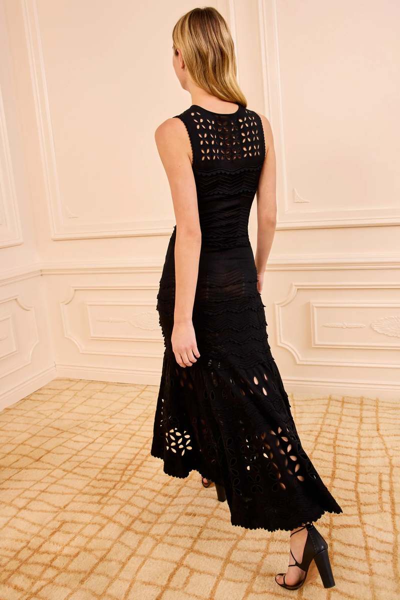 Ulla Johnson Lakshmi Eyelet Knit Dress - Black