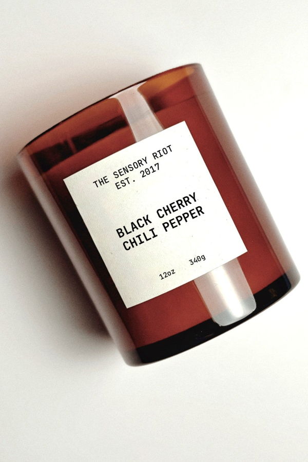 The Sensory Riot Black Cherry Chili Pepper Candle