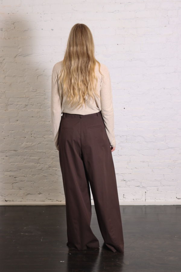 Tibi Luxe Spring Twill Tucked Pleated Wide Leg Trousers