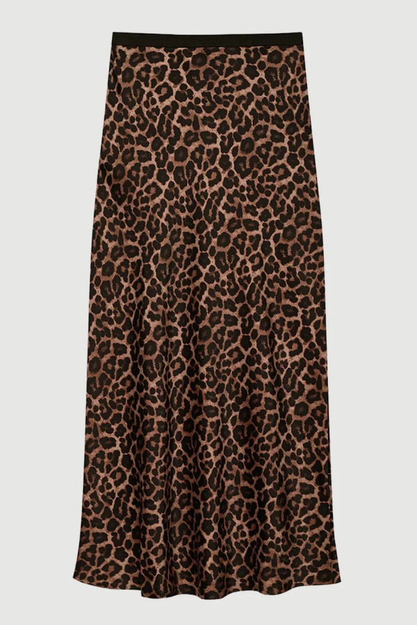 Anine Bing Printed Bar Silk Skirt - Leopard