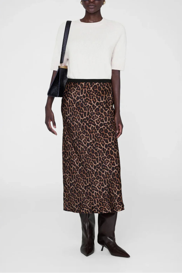 Anine Bing Printed Bar Silk Skirt - Leopard