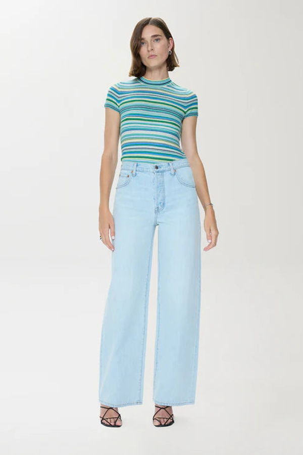 Pistola Selene Short Sleeve Sweater Tee - Blue/Green Multi