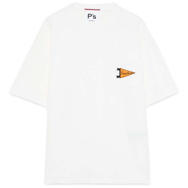PRESIDENTS Pocket PS Jersey Flag Washed T-Shirt - Off White