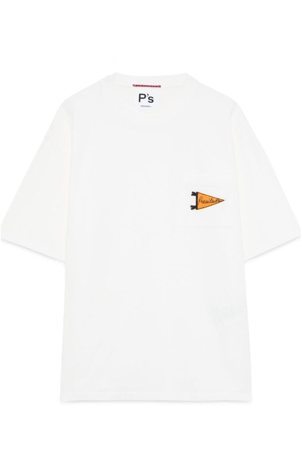 PRESIDENTS Pocket PS Jersey Flag Washed T-Shirt - Off White
