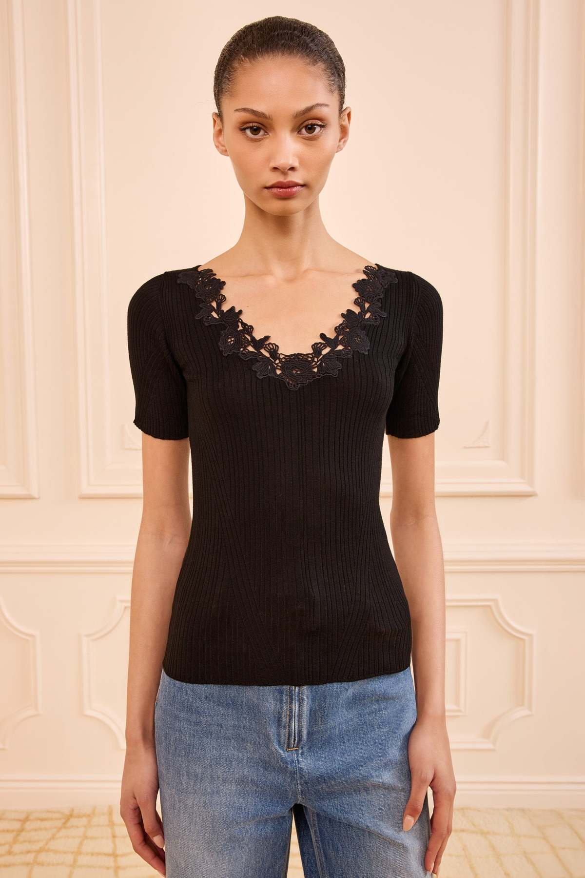 Ulla Johnson Celeste Knit Top with Lace - Image 2 of 5