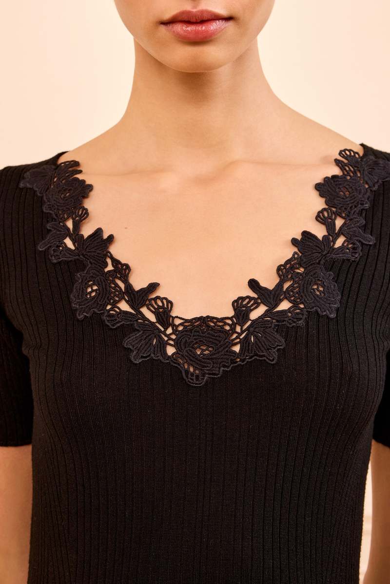 Ulla Johnson Celeste Knit Top with Lace