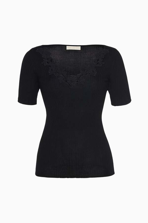 Ulla Johnson Celeste Knit Top with Lace