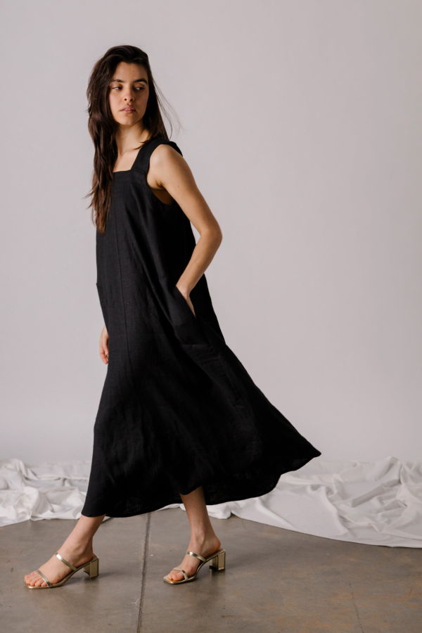 Pamut Apparel USA Daphne Linen Dress - True Blue/Bubblegum/Black