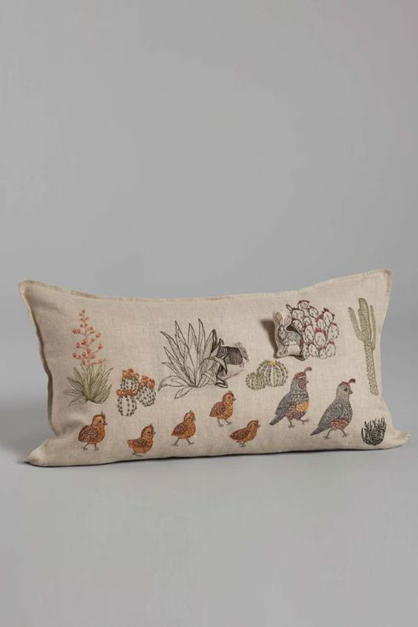 Coral & Tusk Desert Quail Crossing Pocket Pillow