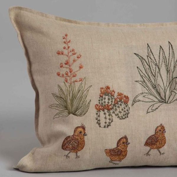 Coral & Tusk Desert Quail Crossing Pocket Pillow