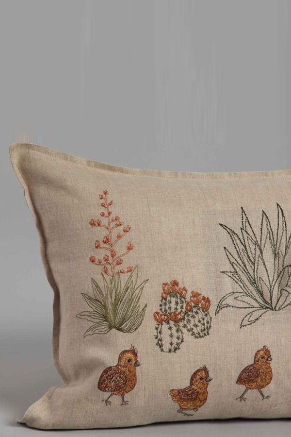 Coral & Tusk Desert Quail Crossing Pocket Pillow