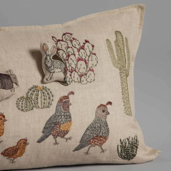 Coral & Tusk Desert Quail Crossing Pocket Pillow