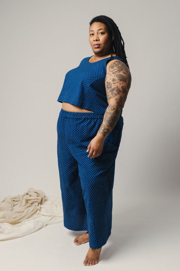 Pamut Apparel USA Movement Set Handwoven Cotton Outfit Set - Azure Check