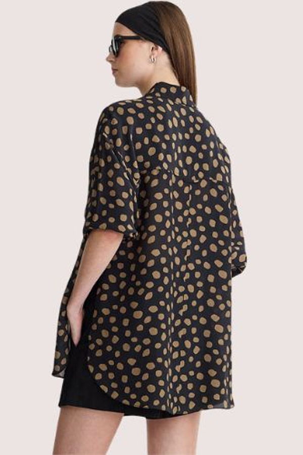 Apiece Apart Isolde Button Down Shirt - Yayoi Black & Camel