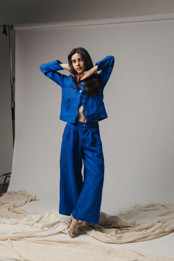 Pamut Apparel USA Power Linen Set - Bubblegum/True Blue