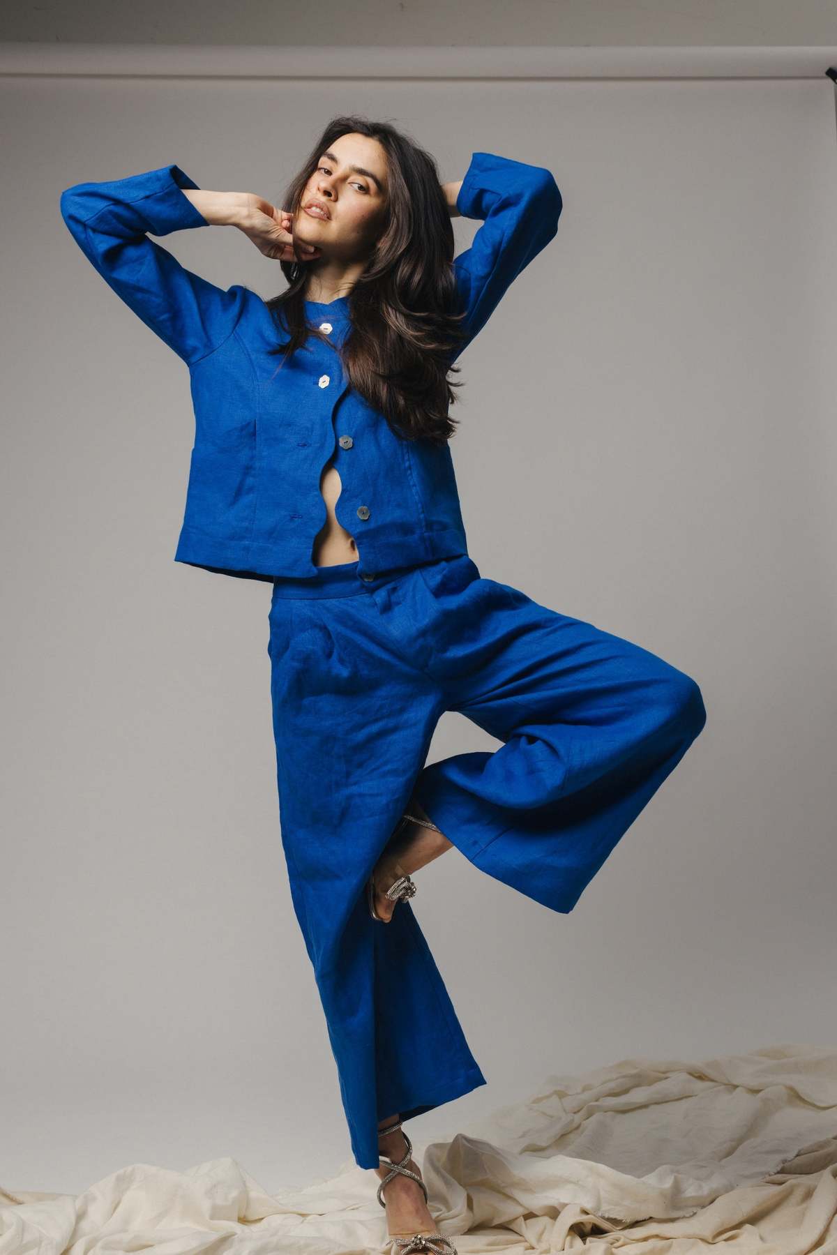 Pamut Apparel USA Power Linen Set - Bubblegum/True Blue - Image 3 of 10