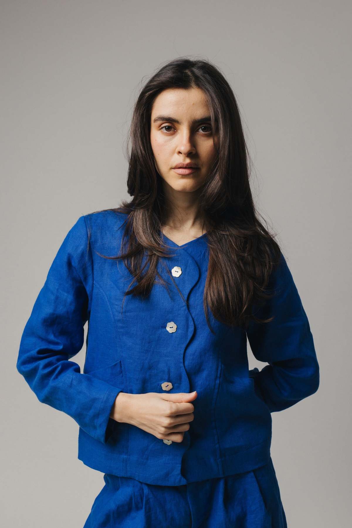 Pamut Apparel USA Power Linen Set - Bubblegum/True Blue - Image 7 of 10