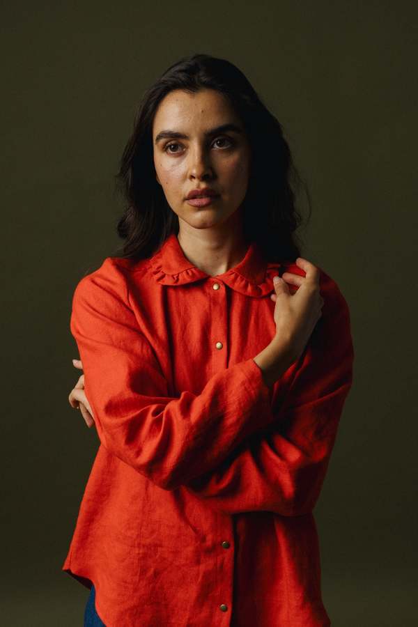 Pamut Apparel USA Ruffle Collar Celine Shirt - Linen