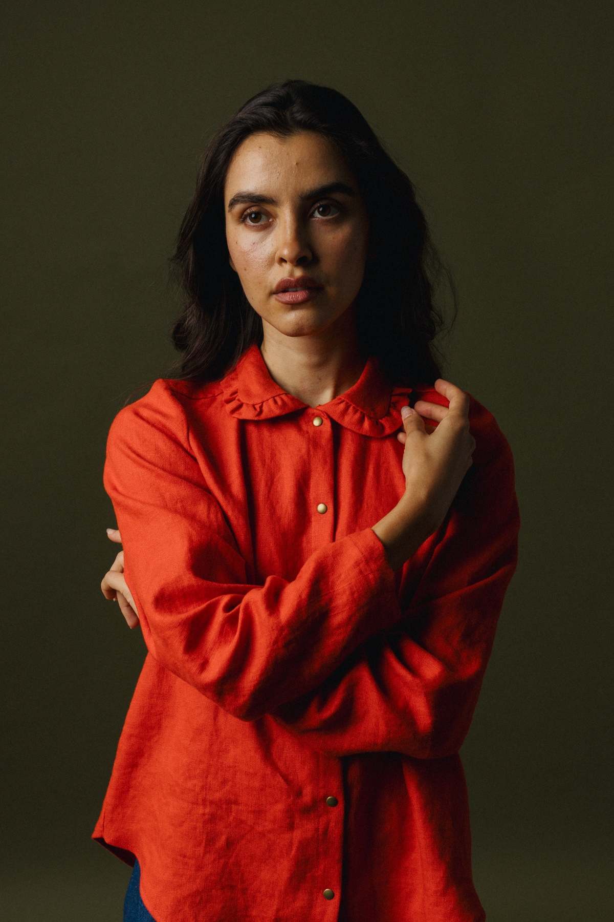 Pamut Apparel USA Ruffle Collar Celine Shirt - Linen - Image 5 of 11