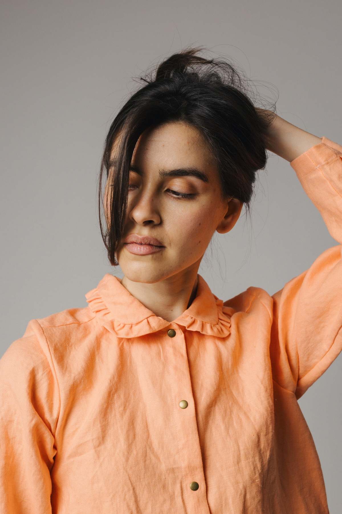 Pamut Apparel USA Ruffle Collar Celine Shirt - Linen - Image 7 of 11