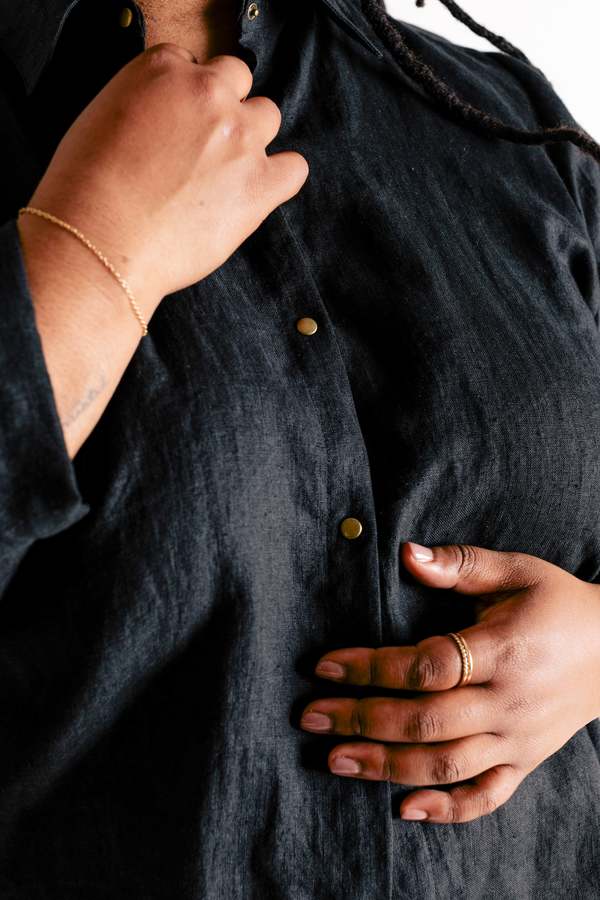 Pamut Apparel USA Ruffle Collar Celine Shirt - Linen