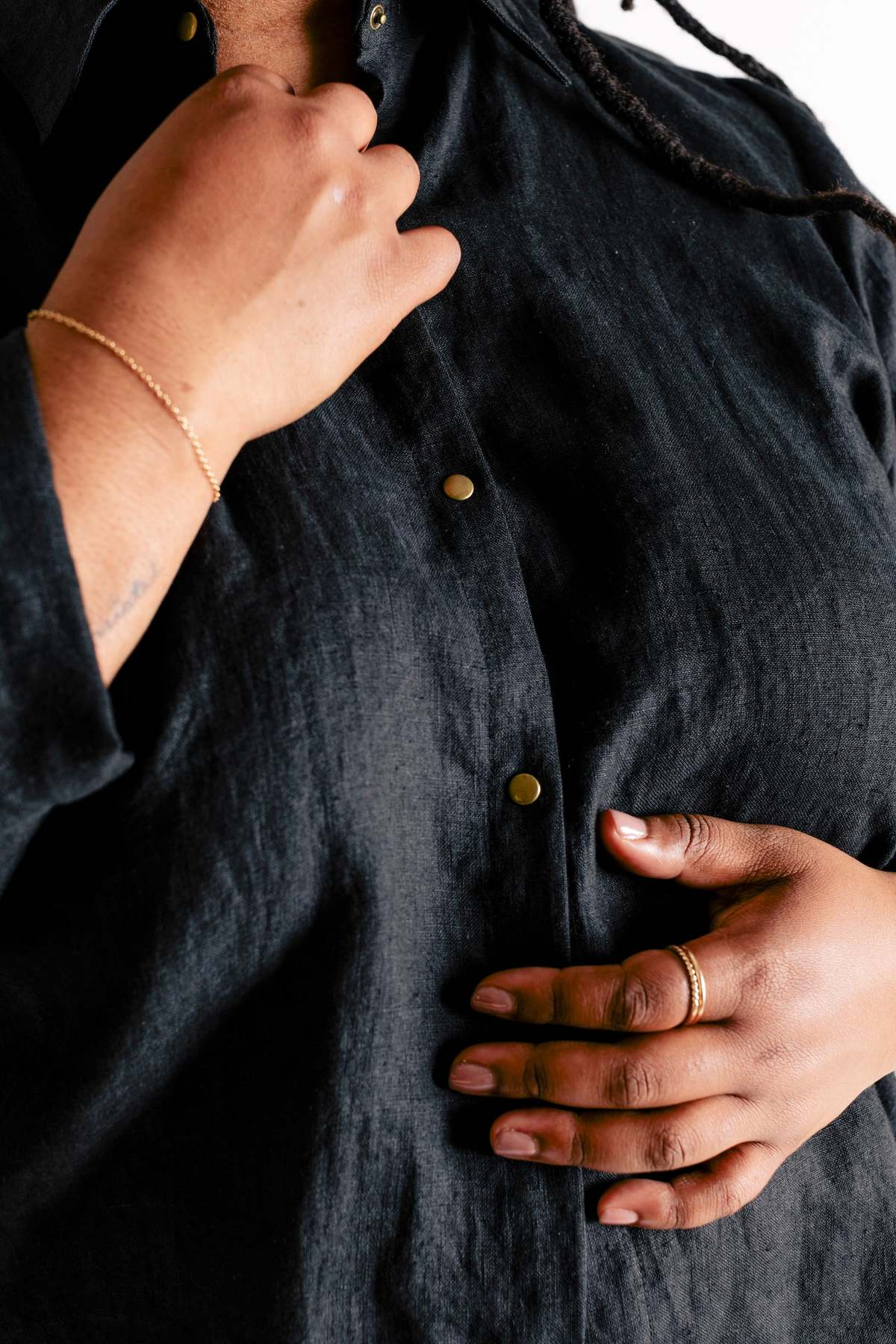 Pamut Apparel USA Ruffle Collar Celine Shirt - Linen - Image 8 of 11