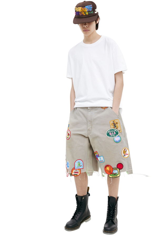 Better With Age Denim Shorts With Patches Shorts - Grey