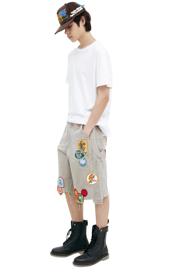 Better With Age Denim Shorts With Patches Shorts - Grey