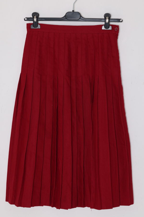 (Unattributed) 1980s–1990s Pleated Skirt, Wool Blend Twill, Knife Pleats