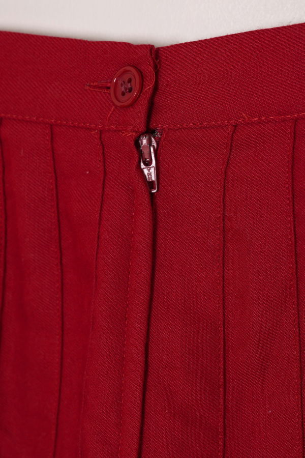 (Unattributed) 1980s–1990s Pleated Skirt, Wool Blend Twill, Knife Pleats