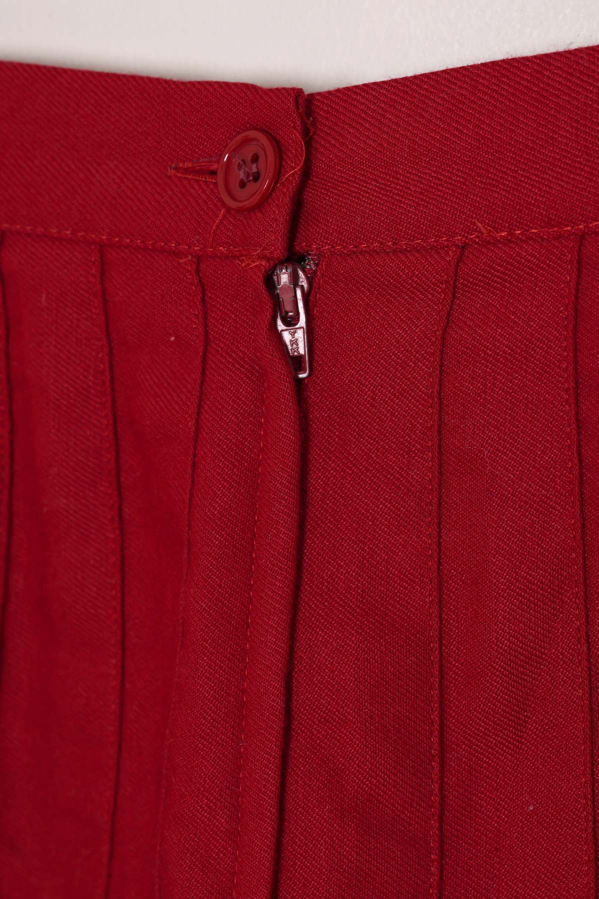 (Unattributed) 1980s–1990s Pleated Skirt, Wool Blend Twill, Knife Pleats - Image 2 of 5