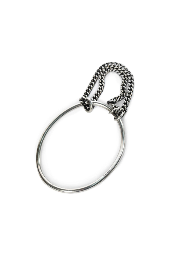 Ann Demeulemeester Vokko Bangle With Chain Bracelet - Antique Silver