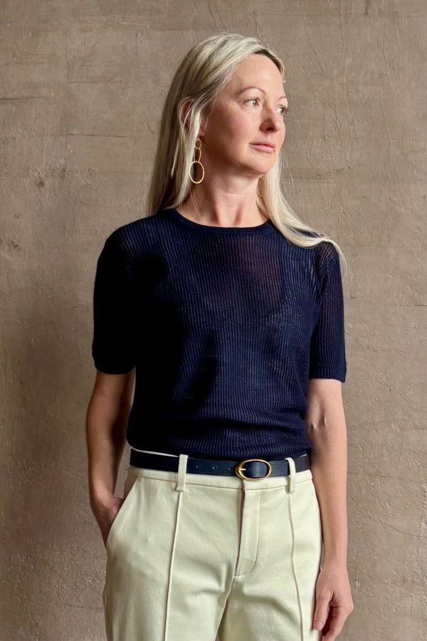 TWP Short Sleeve Tee Sweater - Night Sky