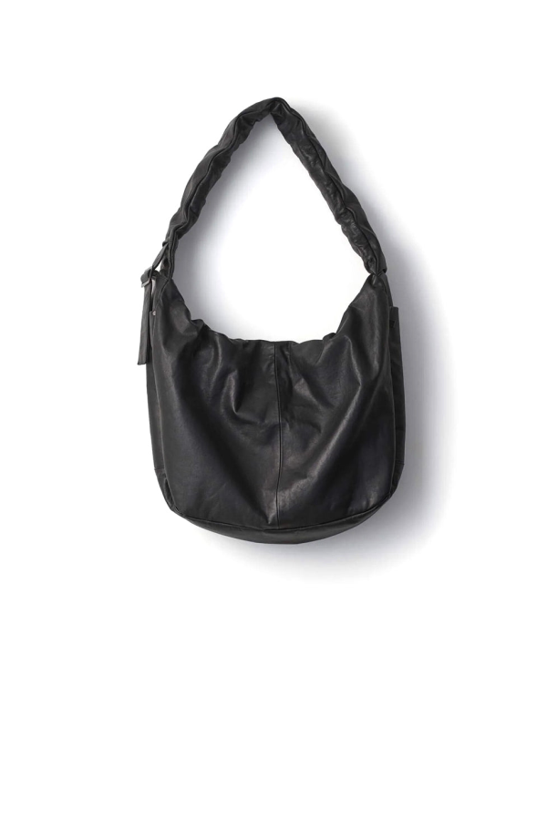 ssstein Goat Leather Shirring Handle Shoulder Bag - Black