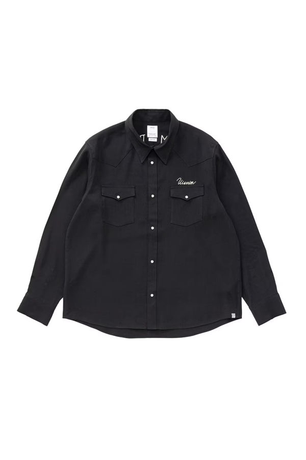Visvim Rayon Canvas Four Corners Long Sleeve Shirt - Black