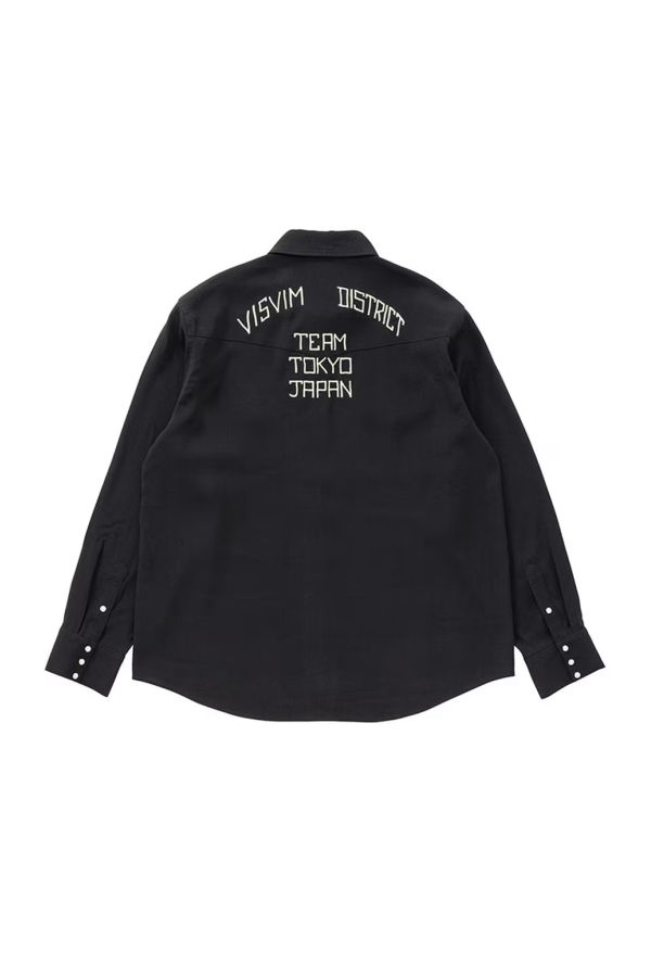 Visvim Rayon Canvas Four Corners Long Sleeve Shirt - Black