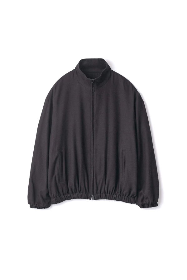 ssstein Silk Rayon Flannel Shirred Light Zip Jacket - Black