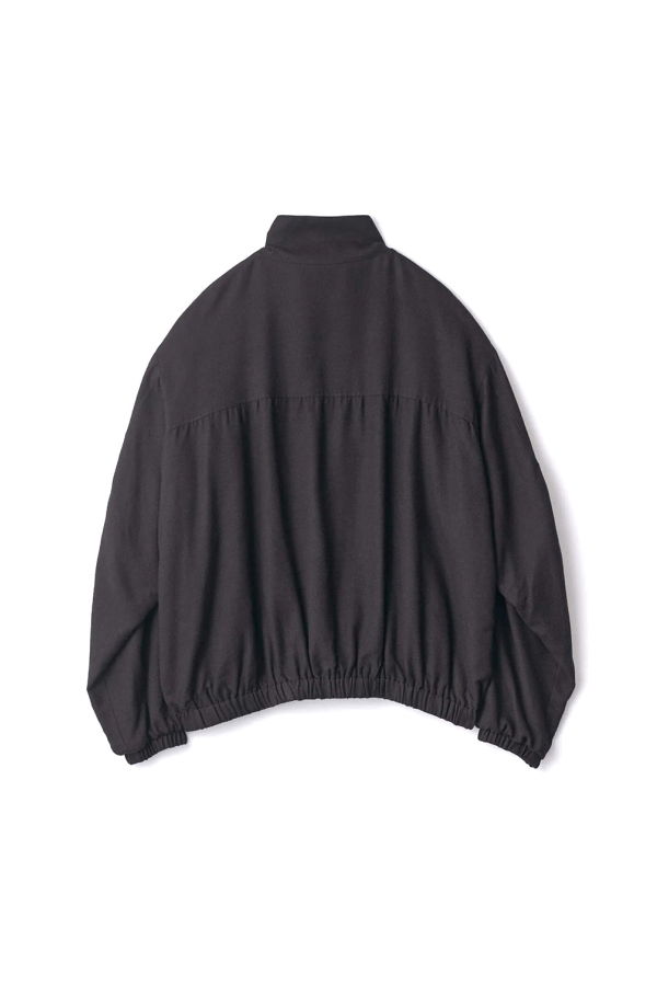 ssstein Silk Rayon Flannel Shirred Light Zip Jacket - Black