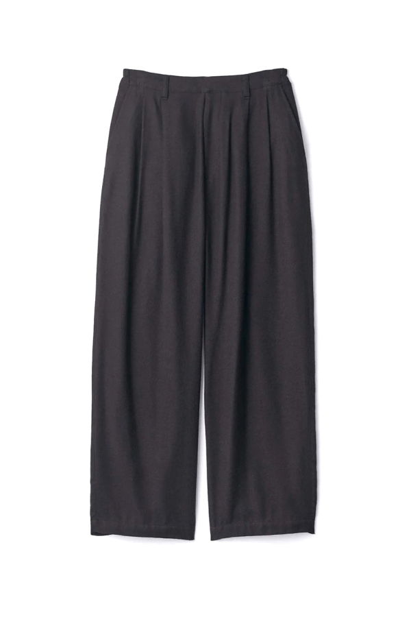 ssstein Black Silk Rayon Flannel Wide Easy Trouser