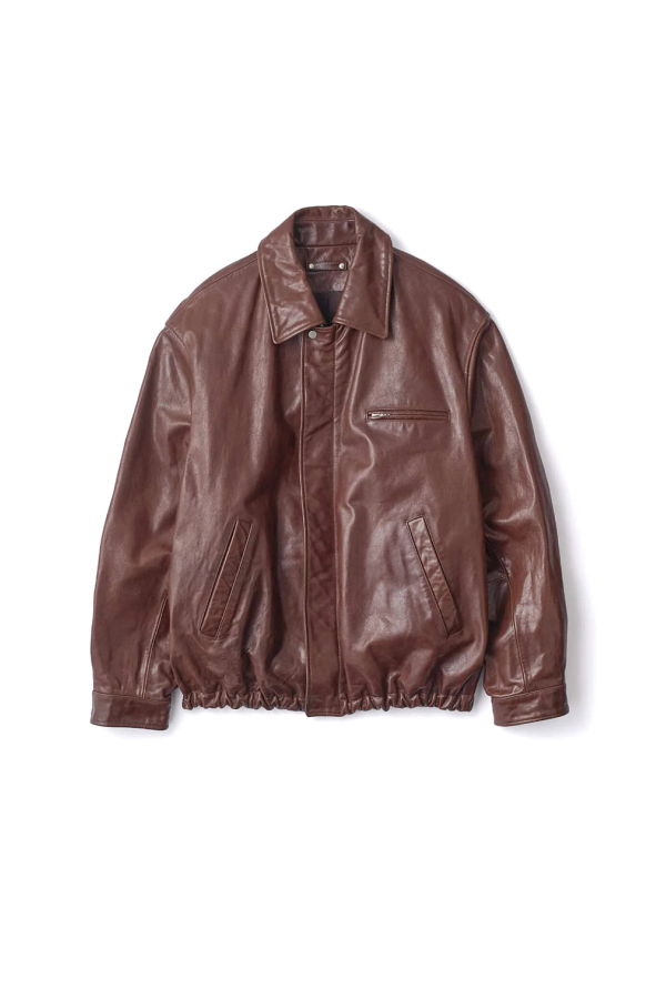 ssstein Cow Leather Vintage Zip Jacket - Brown