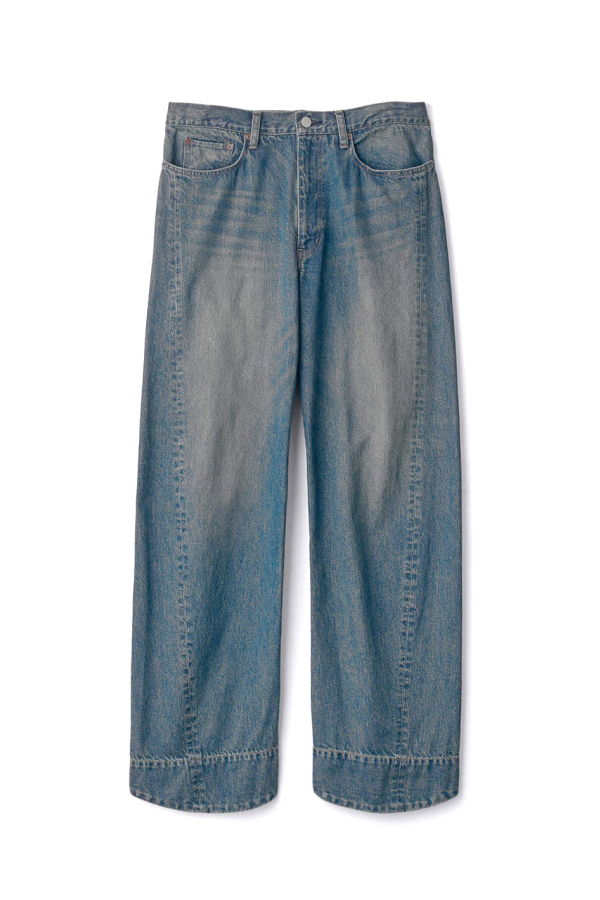 ssstein Washed Indigo Cotton Twist Cut Denim Pants - Indigo