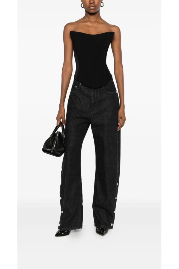 Mugler Panelled Strapless Top - Black