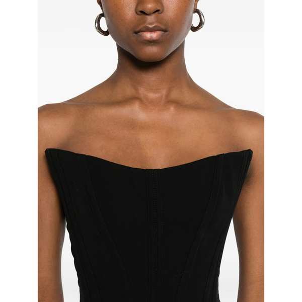 Mugler Panelled Strapless Top - Black