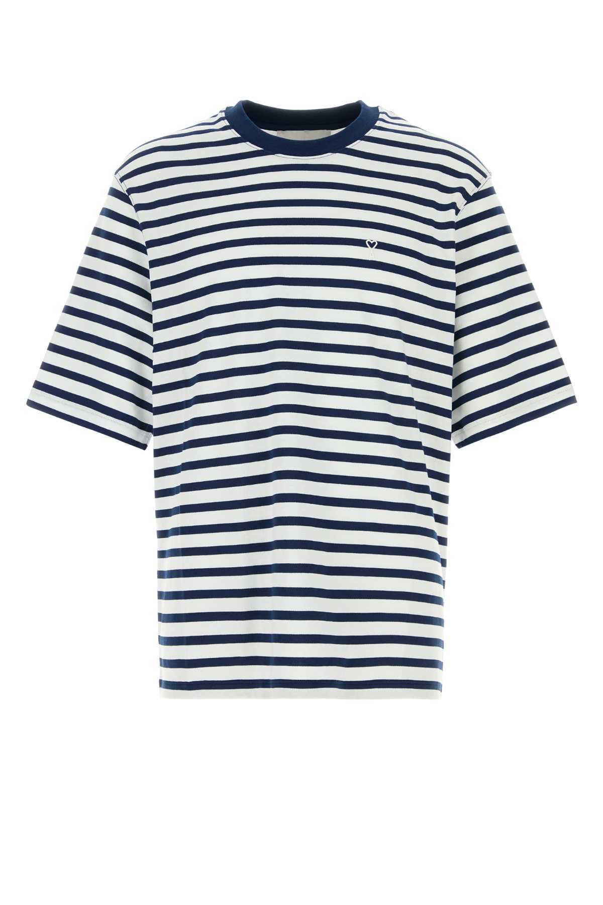 Ami Alexandre Mattiussi Embroidered Cotton Oversize T-Shirt - Encreblanc - Image 1 of 2