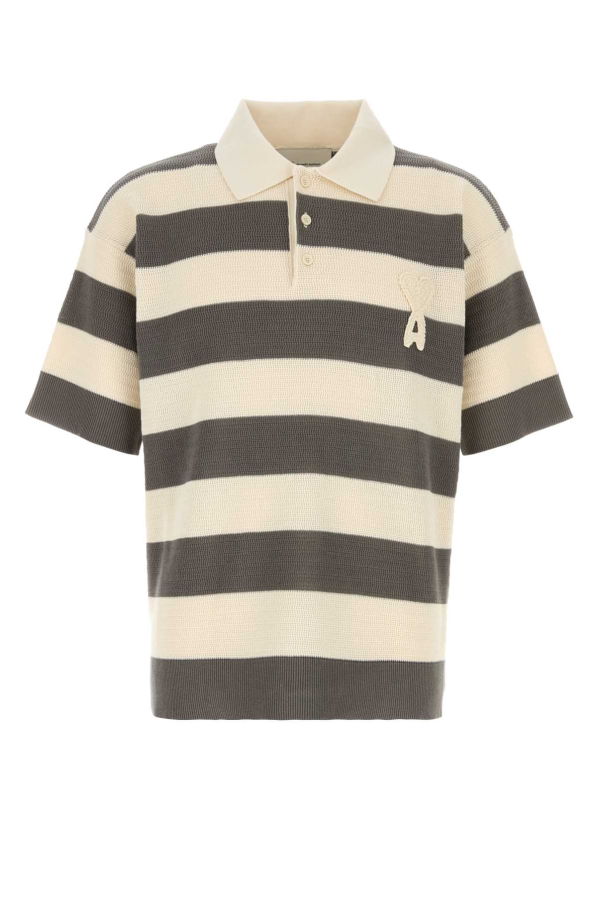 Ami Alexandre Mattiussi Embroidered Cotton Polo Shirt - Blanc Creme Carbone