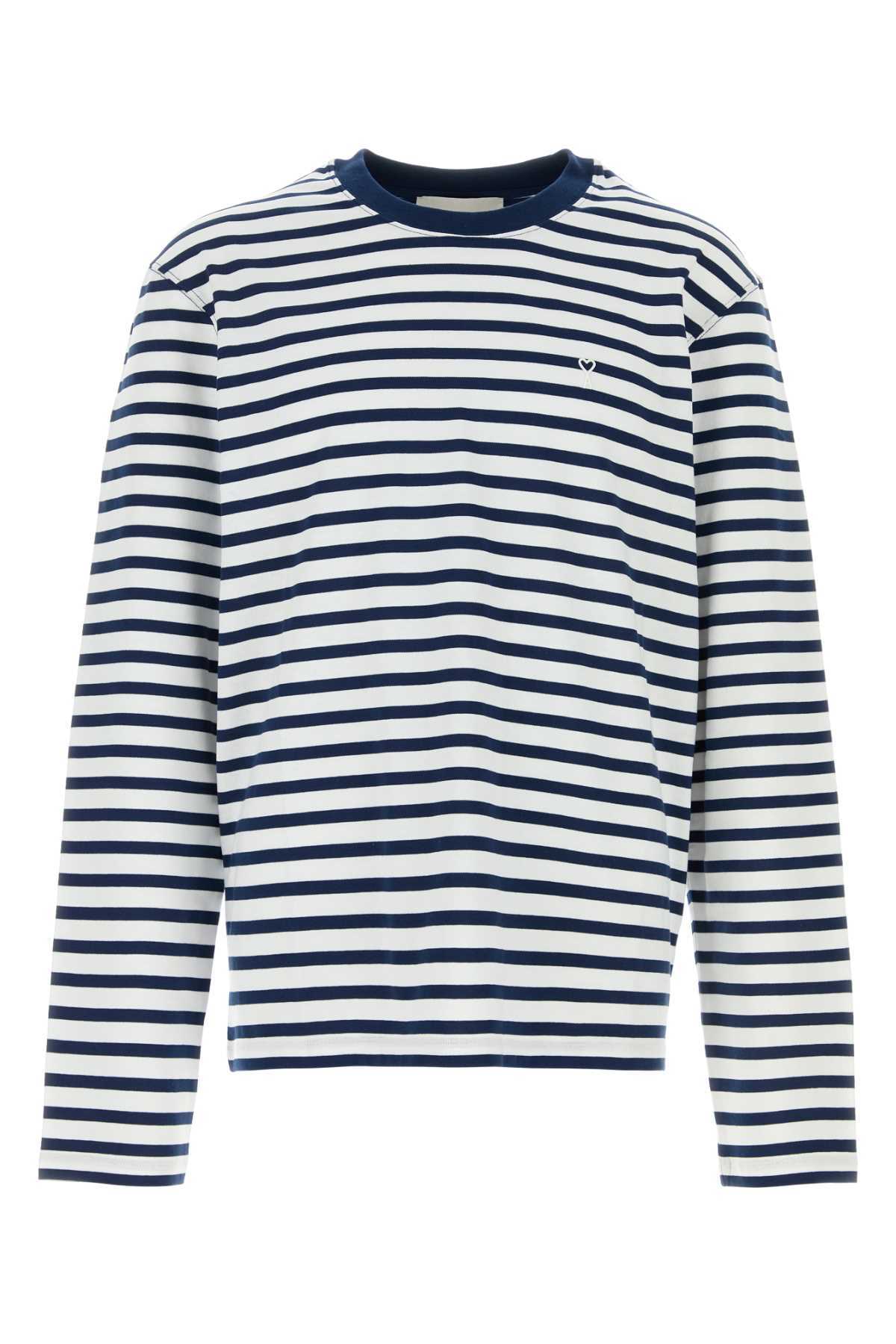 Ami Alexandre Mattiussi Embroidered Cotton Oversize T-Shirt - Encreblanc - Image 1 of 2