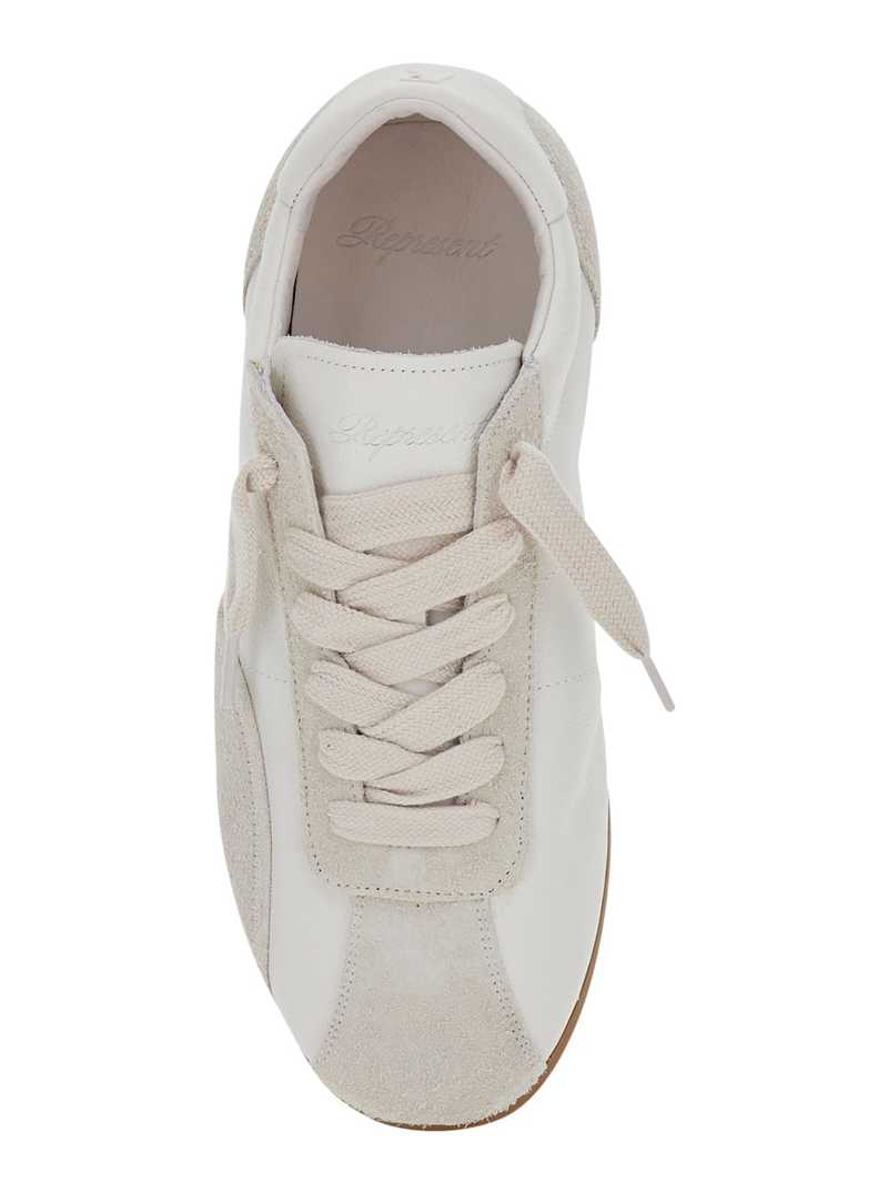 Represent White Sneakers With Chunky Sole And Contrast Green Pull-Tab