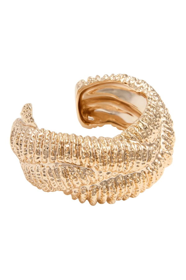 Self-Portrait Textured Gold Twisted Cuff Earrings - Metallic