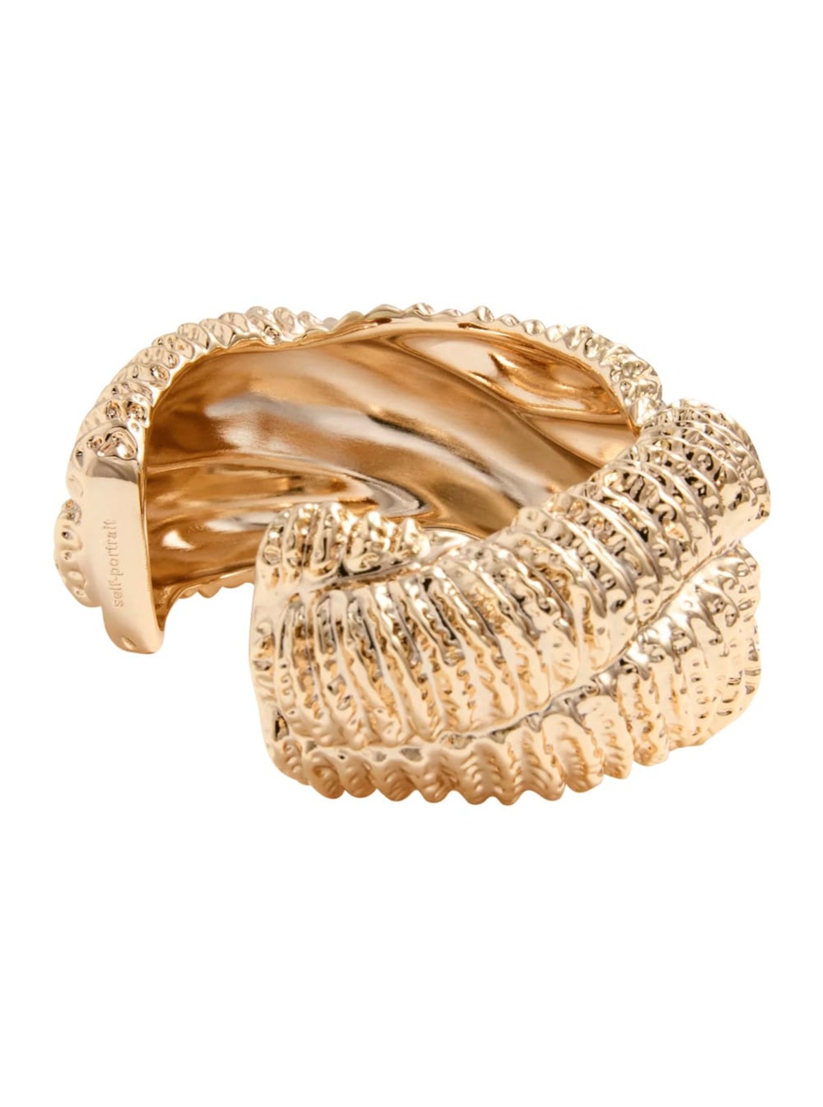 Self-Portrait Textured Gold Twisted Cuff Earrings - Metallic - Image 2 of 2